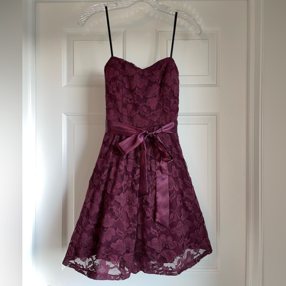 dELiA*s Maroon Lace Ribbon Belt Dress